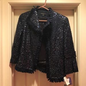 NWT Lafayette 148 Navy Sequined Blazer